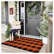 Tapete KOZYFLY Buffalo Plaid 90x150cm Laranja e Preto Checke