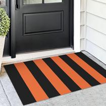 Tapete KOZYFLY listrado laranja e preto 60x90cm de algodão