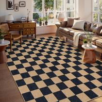 Tapete Lahome Checkered Easy Jute 244x305cm lavável para uso interno