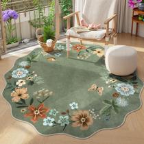 Tapete Lahome Floral Lavável Redondo 120 cm Verde Antiderrapante