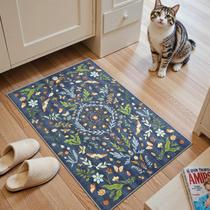Tapete Lahome Insect Botanical 60x90cm azul para entrada de cozinha