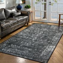 Tapete Lahome lavável preto 120x180cm para sala de estar