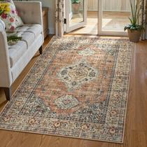 Tapete Lahome Oriental lavável 90x150cm para quarto e sala de estar