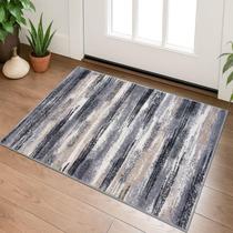 Tapete Lansny Modern Abstract Entryway 60x90cm Lavável Cinza Tapete Lansny Modern Abstract Entryway 60x90cm Lavável Cinza