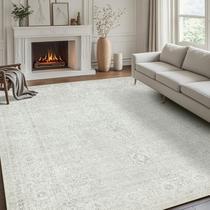 Tapete lavável a seco 150x120cm, concreto, cinza, lã sintética