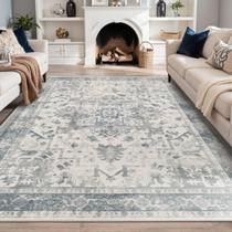 Tapete lavável Boho Area Rugxara 152x274 cm, azul claro, cinza Tapete lavável Boho Area Rugxara 152x274 cm, azul claro, cinza