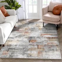 Tapete lavável vivorug Tapete Ultra Soft Area 90x150cm Cinza/Ferrugem
