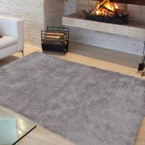 Tapete Liso para Sala e Quarto Soft Peludo Casa Dona 150x200cm Cinza