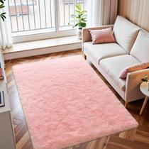 Tapete Macgace rosa claro para meninas de quarto 90x150cm Shaggy