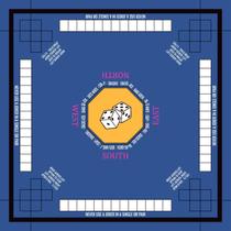 Tapete Mahjong Nine-Marsh 80 cm x 80 cm azul marinho com regras do jogo
