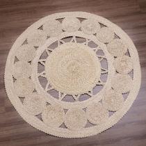 Tapete Mandala Palha Natural com 120cm Decoração Varanda Sala