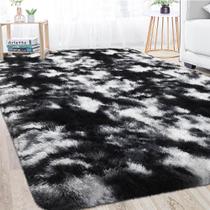 Tapete Merelax 152x244 cm Shaggy Soft Tie-Dyed Preto Branco