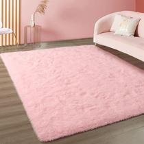 Tapete Merelax 5x8 rosa macio e fofo Shag para quarto de crianças