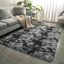 Tapete Merelax 91x152cm Shaggy Plush, tingido de preto e cinza