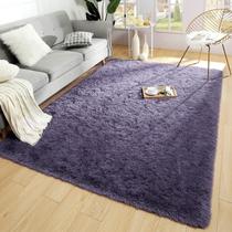 Tapete Merelax Shaggy Plush antiderrapante grande 152x244 cm cinza-roxo
