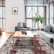 Tapete Mesclado para Sala Vermelho Retangular 200x135cm Jaquard Odessa