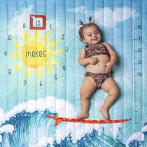 Tapete Mesversário Surf Dupla Face - Fotos Bebê Mês A Mês - Alce
