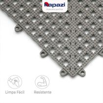 Tapete modular emborrachado box banheiro antiderrapante vestiário 30x30cm sauna-AA Cores:CinzaQuantidade:18 Unidades