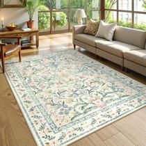 Tapete Morebes 150x210 cm Floral Lavável à Máquina Boho Tapete Morebes 150x210 cm Floral Lavável à Máquina Boho