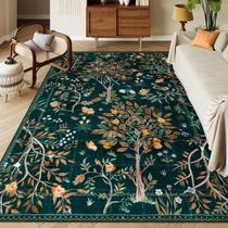 Tapete Morebes 244x305cm Boho Floral Verde Escuro Antiderrapante Tapete Morebes 244x305cm Boho Floral Verde Escuro Antiderrapante