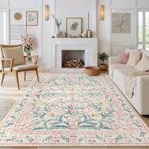 Tapete Morebes 6 x 9 pés/180 x 270 cm, antiderrapante, lavável, rosa claro Tapete Morebes 6 x 9 pés/180 x 270 cm, antiderrapante, lavável, rosa claro