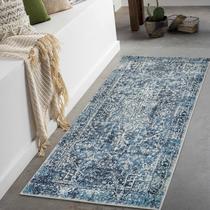 Tapete Morebes Boho Blue 60x130cm, lavável, antiderrapante, macio