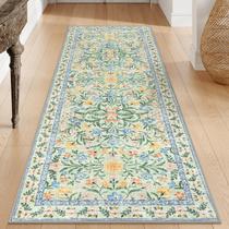 Tapete Morebes Lavável Kitchen Runner 60x180cm Verde Boho Floral