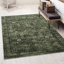 Tapete Morebes Vintage 152x213 cm Verde Antiderrapante Lavável Tapete Morebes Vintage 152x213 cm Verde Antiderrapante Lavável