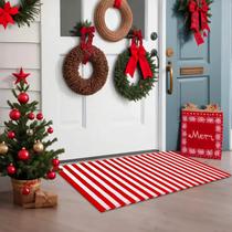 Tapete Moucuny 61x89 cm Vermelho Branco Listrado ao Ar Livre de Natal Tapete Moucuny 61x89 cm Vermelho Branco Listrado ao Ar Livre de Natal