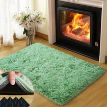 Tapete Mugorn Green para quarto 60x90cm Fluffy Area Rug Green
