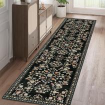 Tapete MUJOO 61x244 cm Lavável Antiderrapante Passadeira Floral Tapete MUJOO 61x244 cm Lavável Antiderrapante Passadeira Floral