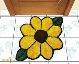 Tapete Multiuso Formato Flor Em Amarelo - Frufru - Tapete Shop