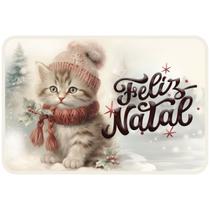 Tapete Natalino 40x60 Capacho Natal Gato Antiderrapante