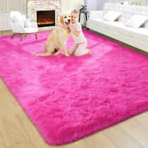 Tapete Noahas Fluffy 5x8 rosa choque grosso macio antiderrapante Tapete Noahas Fluffy 5x8 rosa choque grosso macio antiderrapante