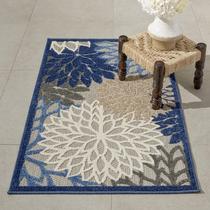 Tapete Nourison Aloha Azul/Multicolor 80cm x 120cm Interno/Exterior