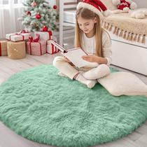 Tapete OLANLY verde menta redondo 120 cm lavável à máquina para quarto Tapete OLANLY verde menta redondo 120 cm lavável à máquina para quarto