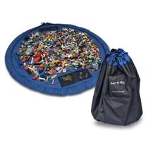Tapete organizador de armazenamento de brinquedos Lay-n-Go 4 em 1 azul de 60 polegadas