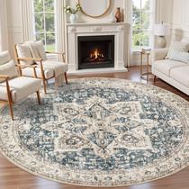 Tapete Oriental Boho Vintage Redondo Lavável Tortania 7" Tapete Oriental Boho Vintage Redondo Lavável Tortania 7"