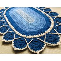Tapete Oval Multiuso em Crochê Barbante - 80x54 cm Tapete Oval Multiuso em Crochê Barbante - 80x54 cm