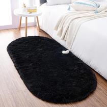 Tapete oval preto fofo da Noahas, 61x152 cm, antiderrapante Tapete oval preto fofo da Noahas, 61x152 cm, antiderrapante
