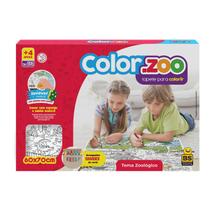 Tapete p/ Colorir Infantil Zoológico 12 Gizes de Cera 60x70 - BS Toys