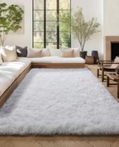 Tapete PAGISOFE White Fluffy Shag 160x200cm para sala de estar Tapete PAGISOFE White Fluffy Shag 160x200cm para sala de estar