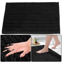 Tapete Para Banheiro De Microfibra Bolinha 60 X 40 Cm Preto