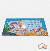 Tapete para Bebê Mêsversário Mar Sereia + Marcador Peixinho Tapete para Bebê Mêsversário Mar Sereia + Marcador Peixinho