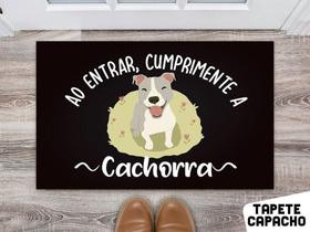 tapete para cozinha 60x40cm - estampa Ao entrar compriemente a Cachorra
