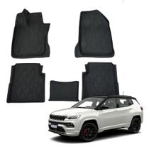 Tapete para Jeep Compass 2017 a 2025 com Bordas Elevadas Antiderrapante Tipo Bandeja Jogo 5 Peças