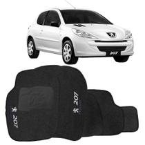 Tapete para Peugeot 207 2009 a 2015 Preto 5 Peças Carpete Automotivo