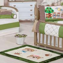 Tapete para Quarto de Bebê Família Urso Verde 01 Peça - Coleção Luxo - Happy Baby