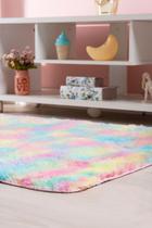 Tapete para quarto e sala felpudo e macio colorido de 1,0m x 1,4m