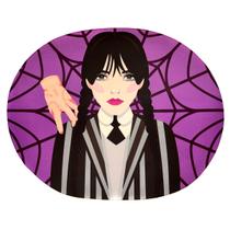 Tapete Para Quarto Estampado Oval Wandinha Roxo 80cm x 70cm - Base Antiderrapante